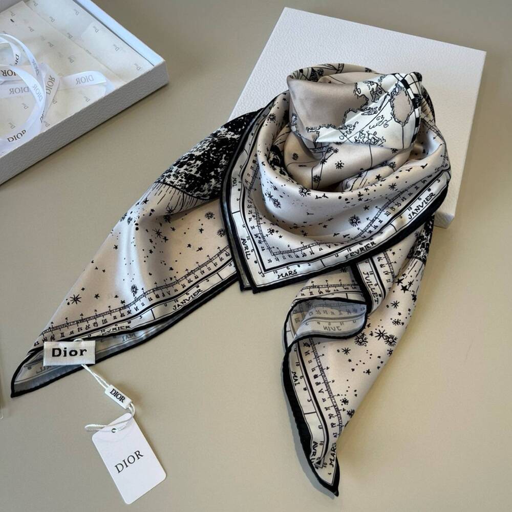 Dior Zodiac Print Square Scarf